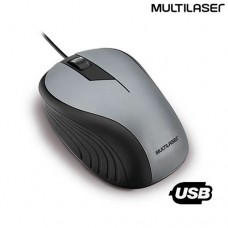 Mouse com Fio USB Óptico 3 Botões 1200Dpi Emborrachado Multilaser MO225 - Cinza